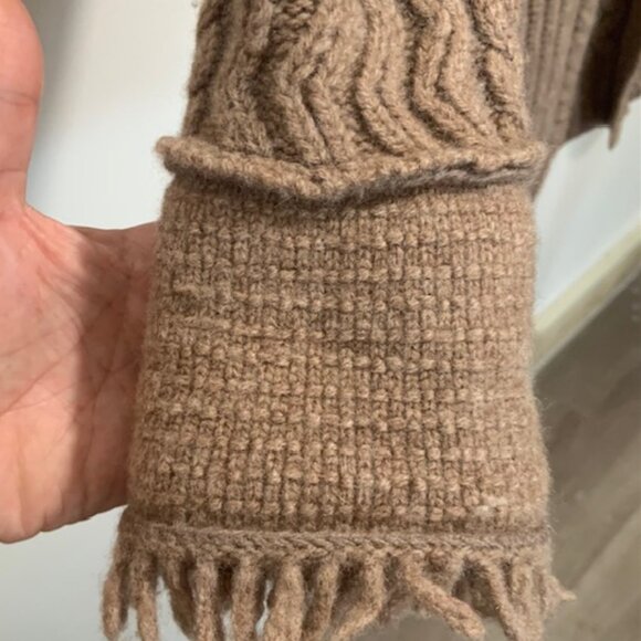 Jillian Jones Luxury 100% Lambswool Boho Lagenlook Duster Brown Cardigan  Size L - Picture 4 of 8